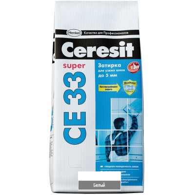 Затирка Церезит / Ceresit СЕ 33 Super 2кг белая
